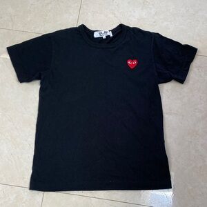 Woman’s Black Comme Des Garçons PLAY Short Sleeved Shirt Japan Made Med